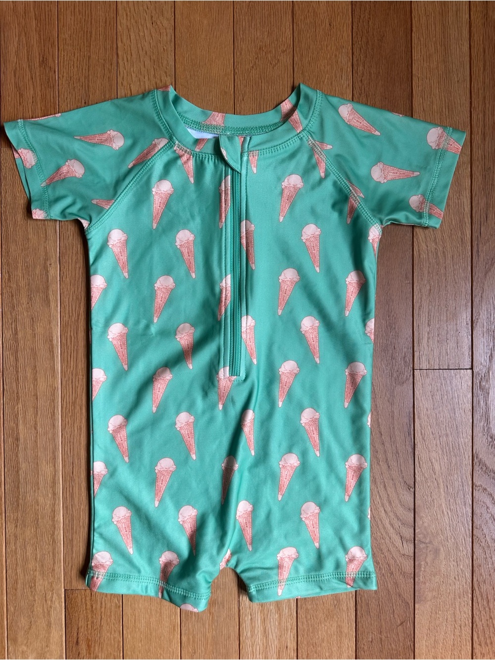 Kate Quinn Ice Cream Cones Swimsuit Toddler 3T Zip Short Sleeve